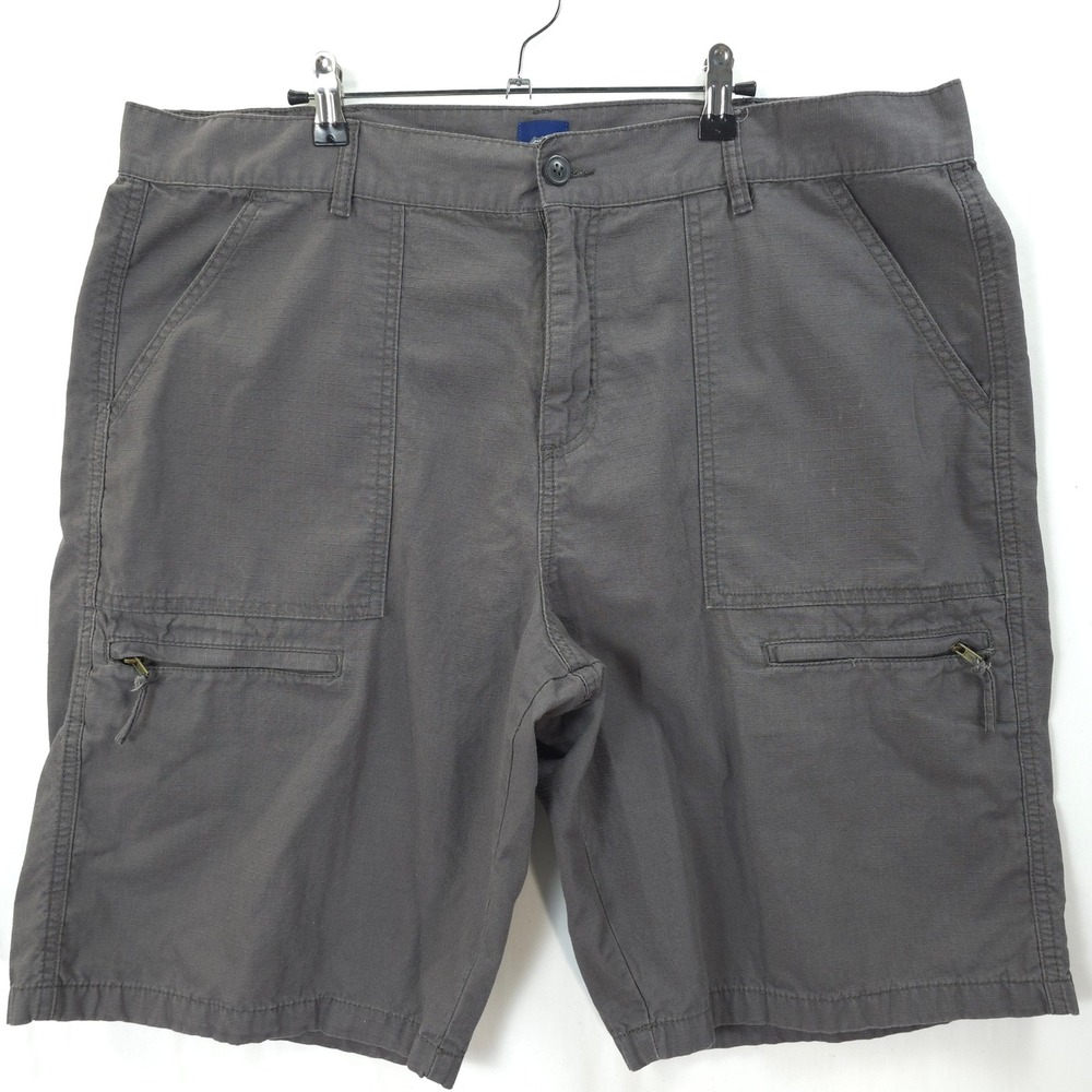 Route 66 Cargo Shorts Men 42 Ripstop Multi-Pocket Zip Charcoal Grey Gorpcore